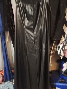 SHEIN Black Faux Leather Maxi Dress